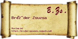 Bröder Zsuzsa névjegykártya